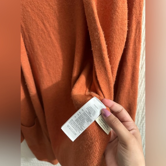 Madewell Kent Coziest Yarn Wool Blend Cardigan Sweater Size S Orange - Picture 4 of 5